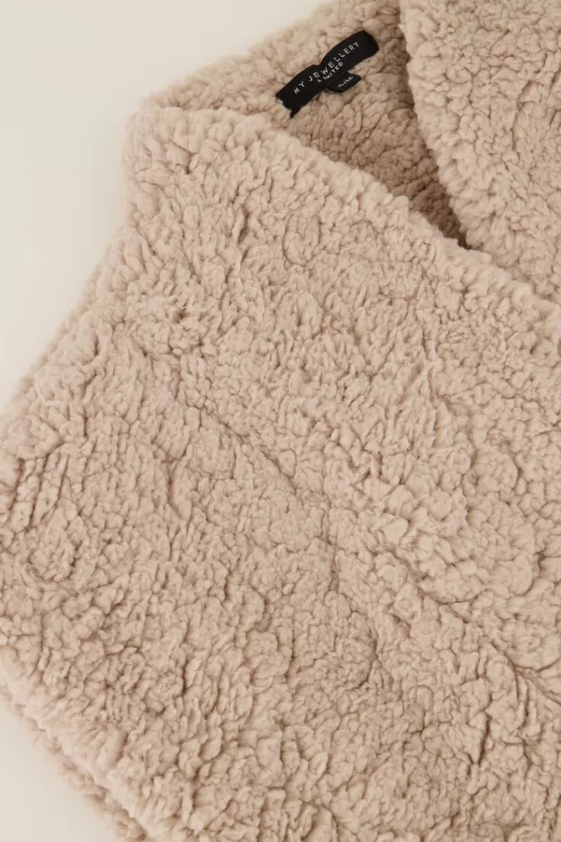My Jewellery Veste Sans Manches Beige Teddy Avec Ceinture