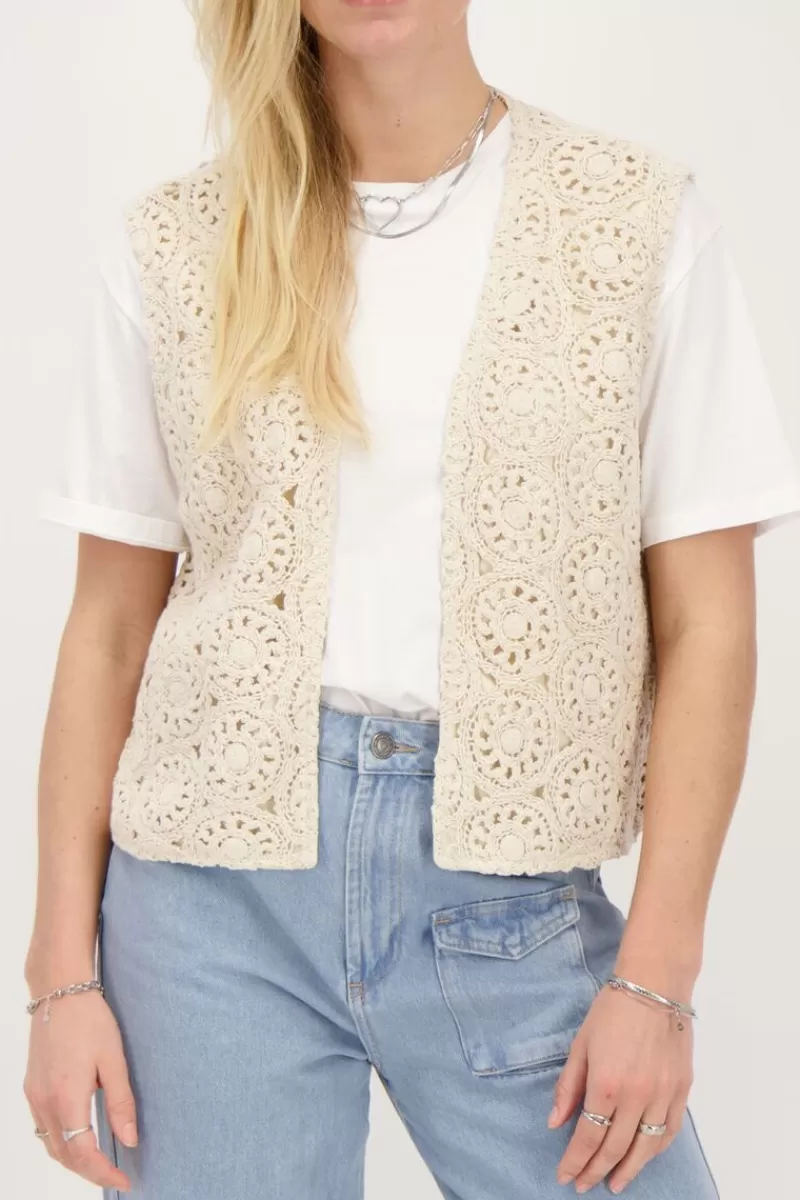 My Jewellery Veste Sans Manches En Crochet Beige