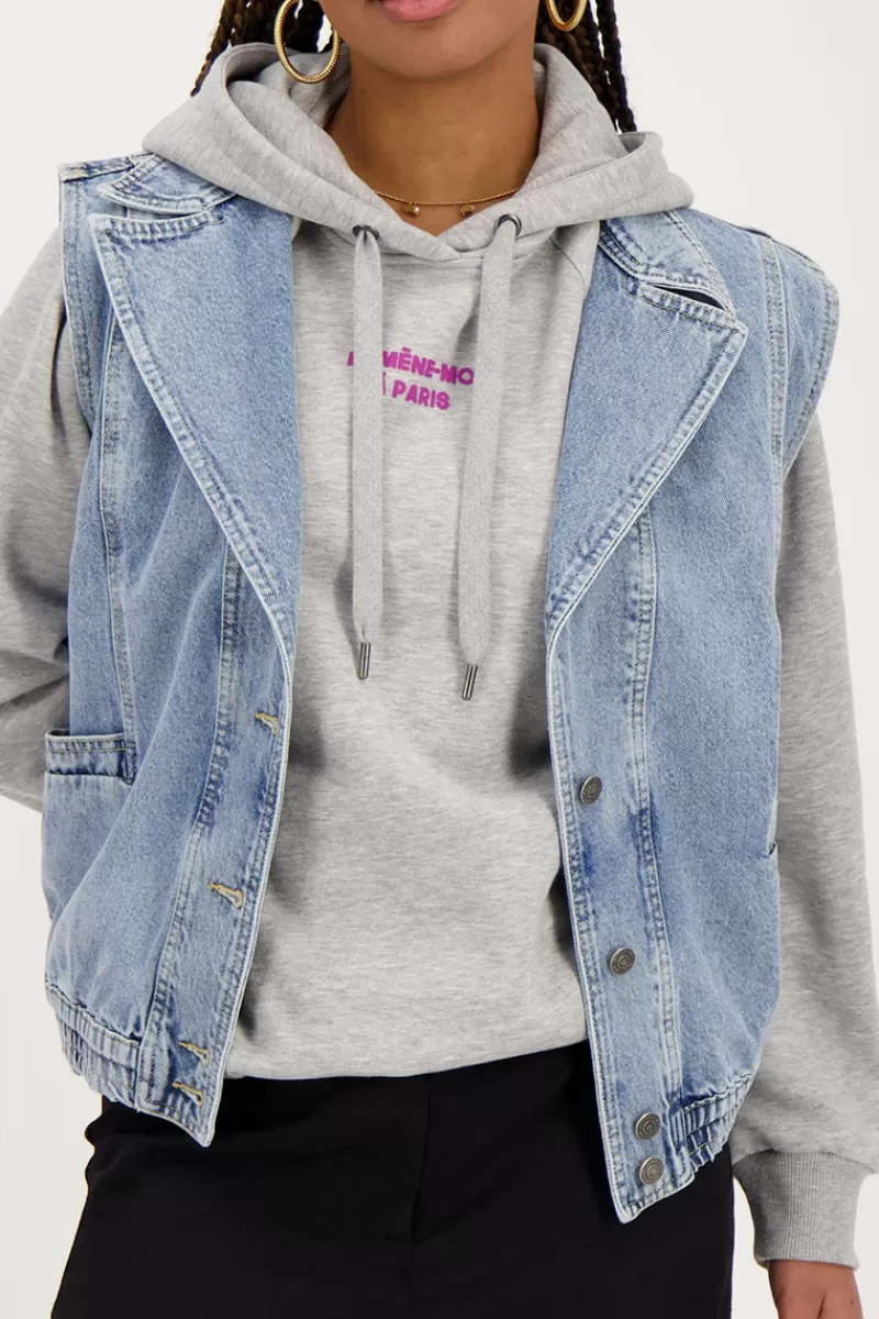 My Jewellery Veste Sans Manches En Denim Avec Ceinture élastique