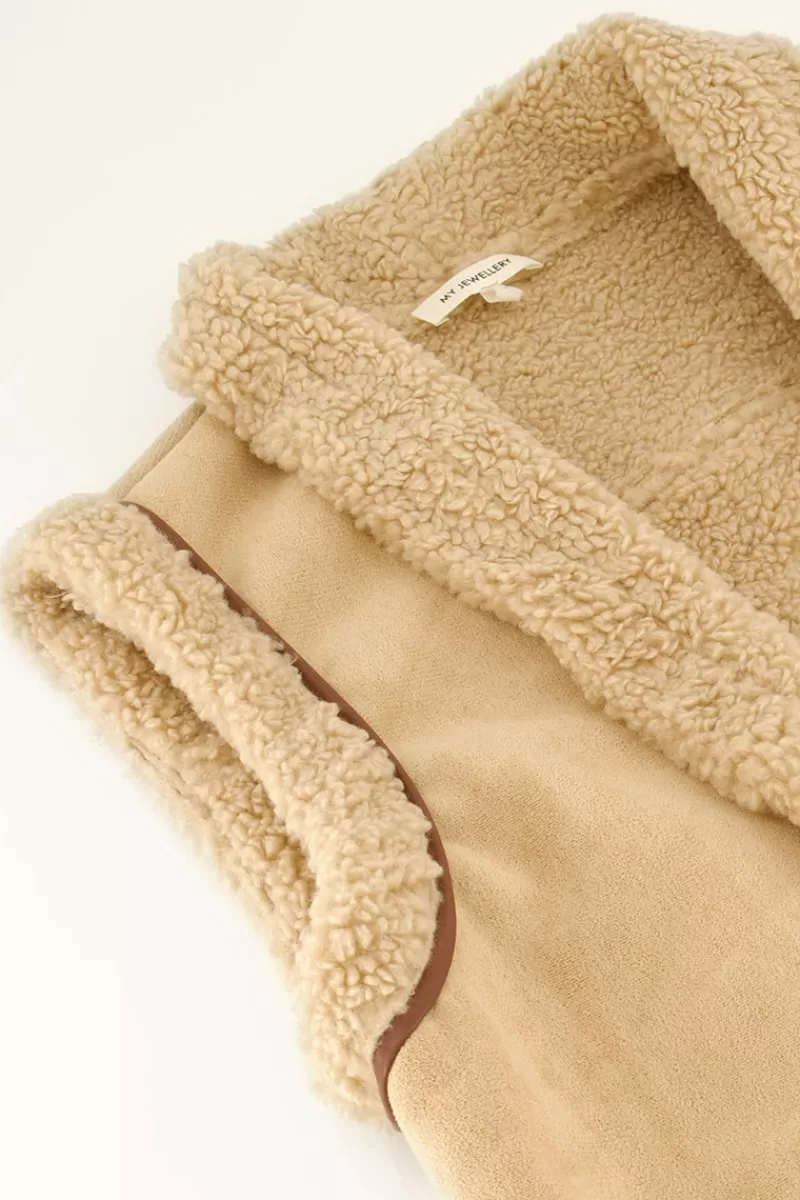 My Jewellery Veste Sans Manches Réversible En Teddy Beige
