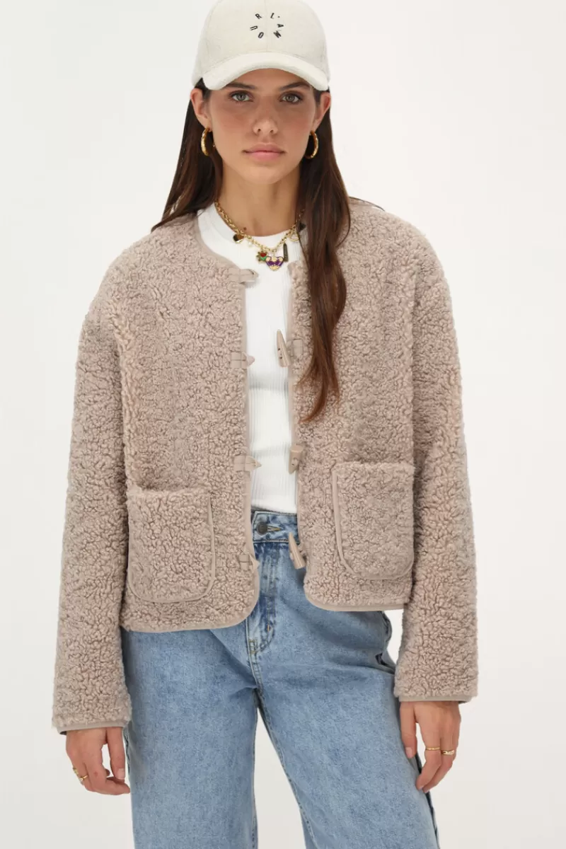My Jewellery Veste Teddy Beige Avec Boutons