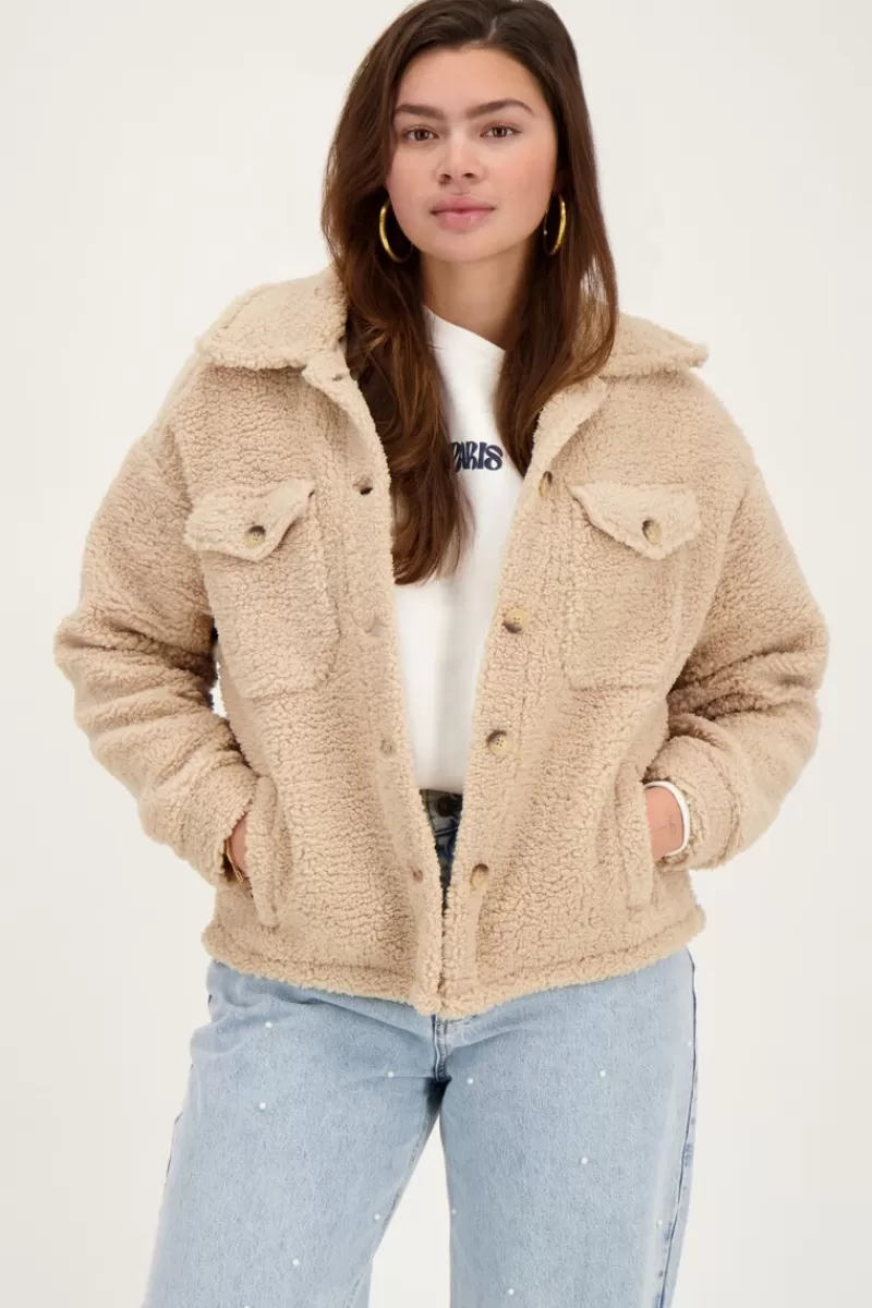 My Jewellery Veste Teddy Beige Avec Poches