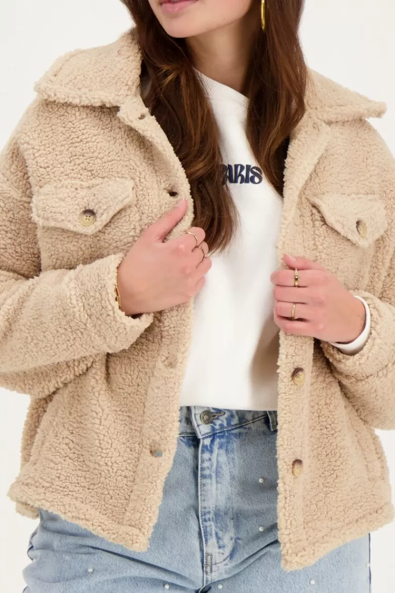 My Jewellery Veste Teddy Beige Avec Poches